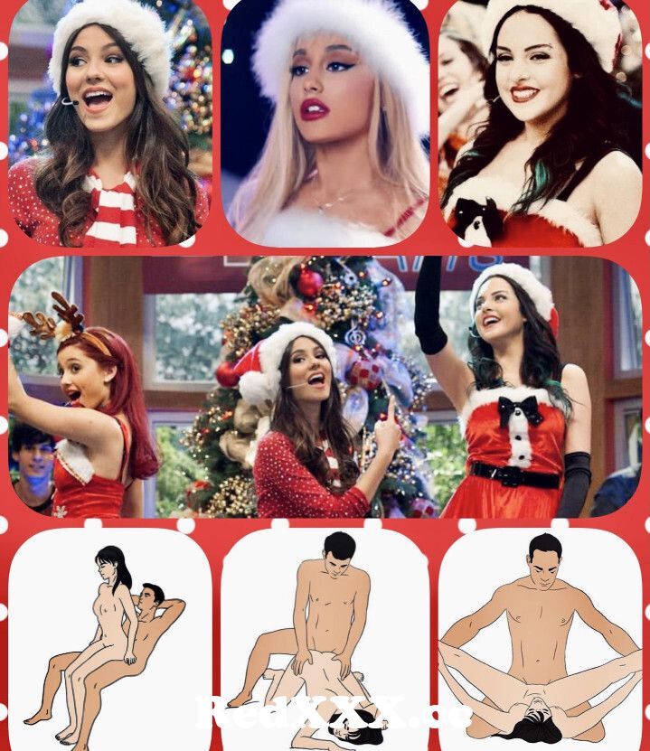 SANTA'S HELPERS: Victoria Justice, Ariana Grande, Elizabeth Gillies. PICK  ONE TO 1) Tease your cock with her ass grinding on it 2) Pound her ass  doggystyle 3) Spit on her tits as
