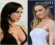 Would you rather.. (1) Titfuck Sarah Silverman and cum inside Brie Larson mouth, OR (2) Face fuck Brie Larson and cum on Sarah Silverman tits ? from brie larson nude