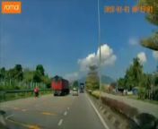 Ipoh-Lumut Highway, Perak, Malaysia: Truck Crushes Car Against Wall from artis malaysia bogel sexads indian